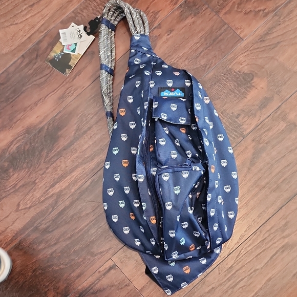 KAVU Blue Midnught Owl Print Rope Sling Bag 944- 1250
